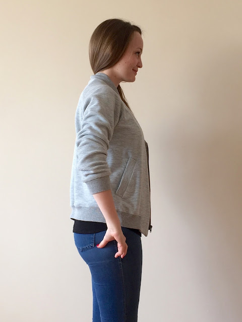 Diary of a Chain Stitcher: Grey Ribbed Knit Papercut Patterns Rigel Bomber Jacket