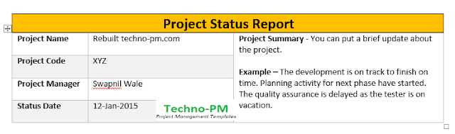one page project status report template a weekly status report