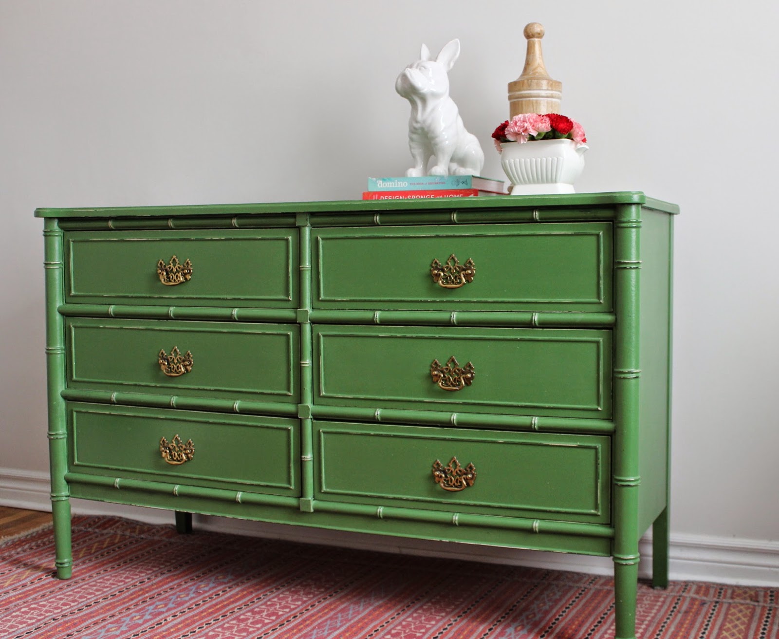 Poppyseed Creative Living New Reveal Green Faux Bamboo Dresser 1 of 4