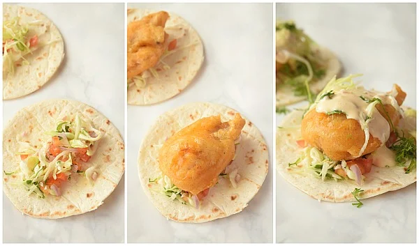 steps to make baja fish tacos with cabbage slaw and chipotle sauce