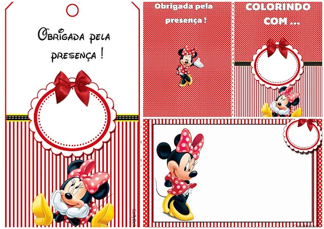 Minnie en Rayas Rojas: Invitaciones e Imprimibles Gratis para Fiestas de Cumpleaños.