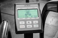 Xebex Air Bike's console, displays pace/time, speed, distance, calories, watts and heart rate. Programmable Interval Functions, Work and Rest programs.
