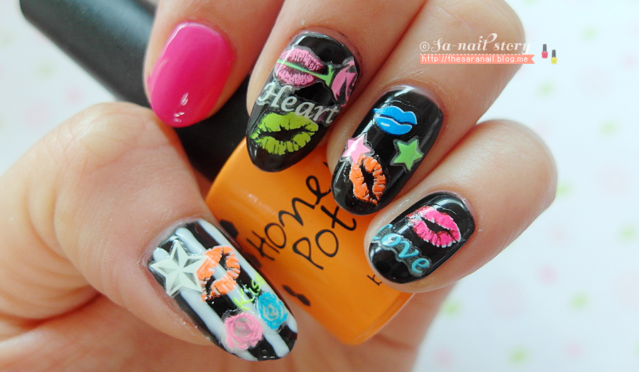 SARA NAIL UNIQUE! NEON Luminous Nail art, glowindart nail stickers