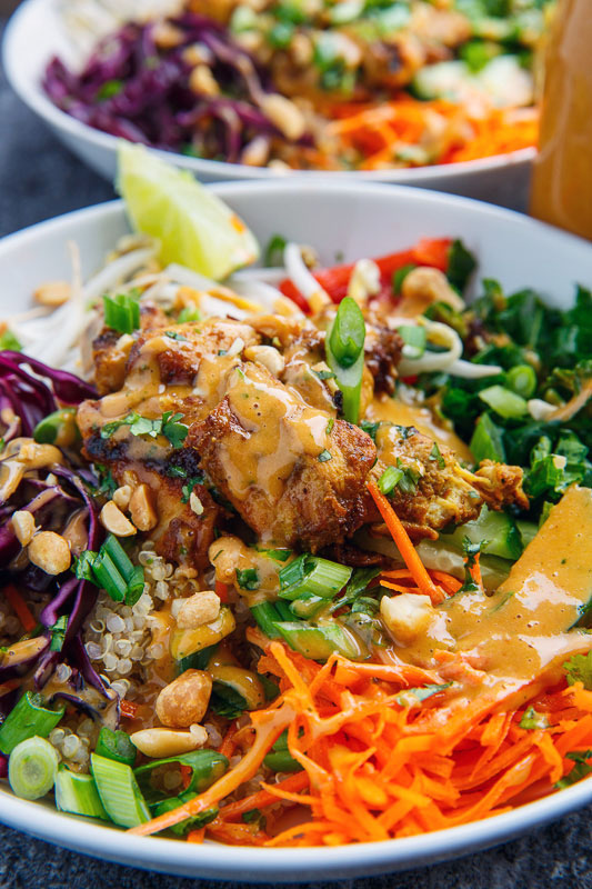 Thai Peanut Chicken Buddha Bowls Recipe on Closet Cooking