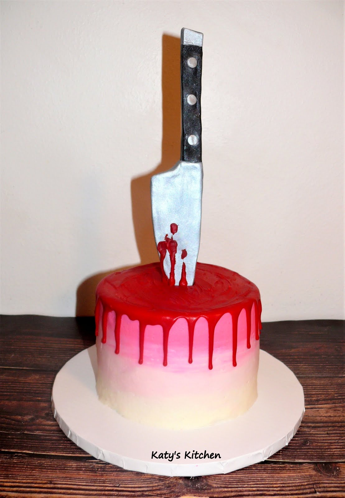 Katy's Kitchen Bloody Knife Drip Cake