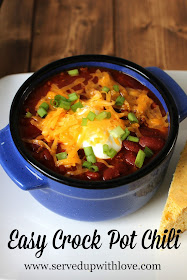 Cooked low and slow, the Easy Crock Pot Chili recipe is full on flavor. 