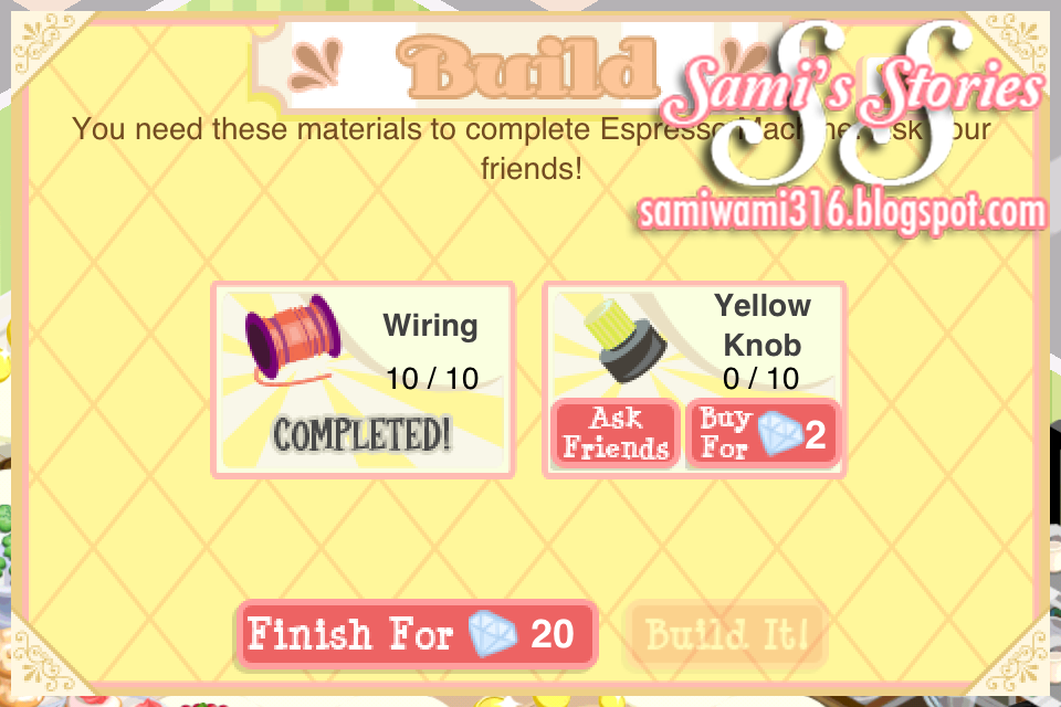 Sami's Stories Espresso Machine Parts Requirements (BS)