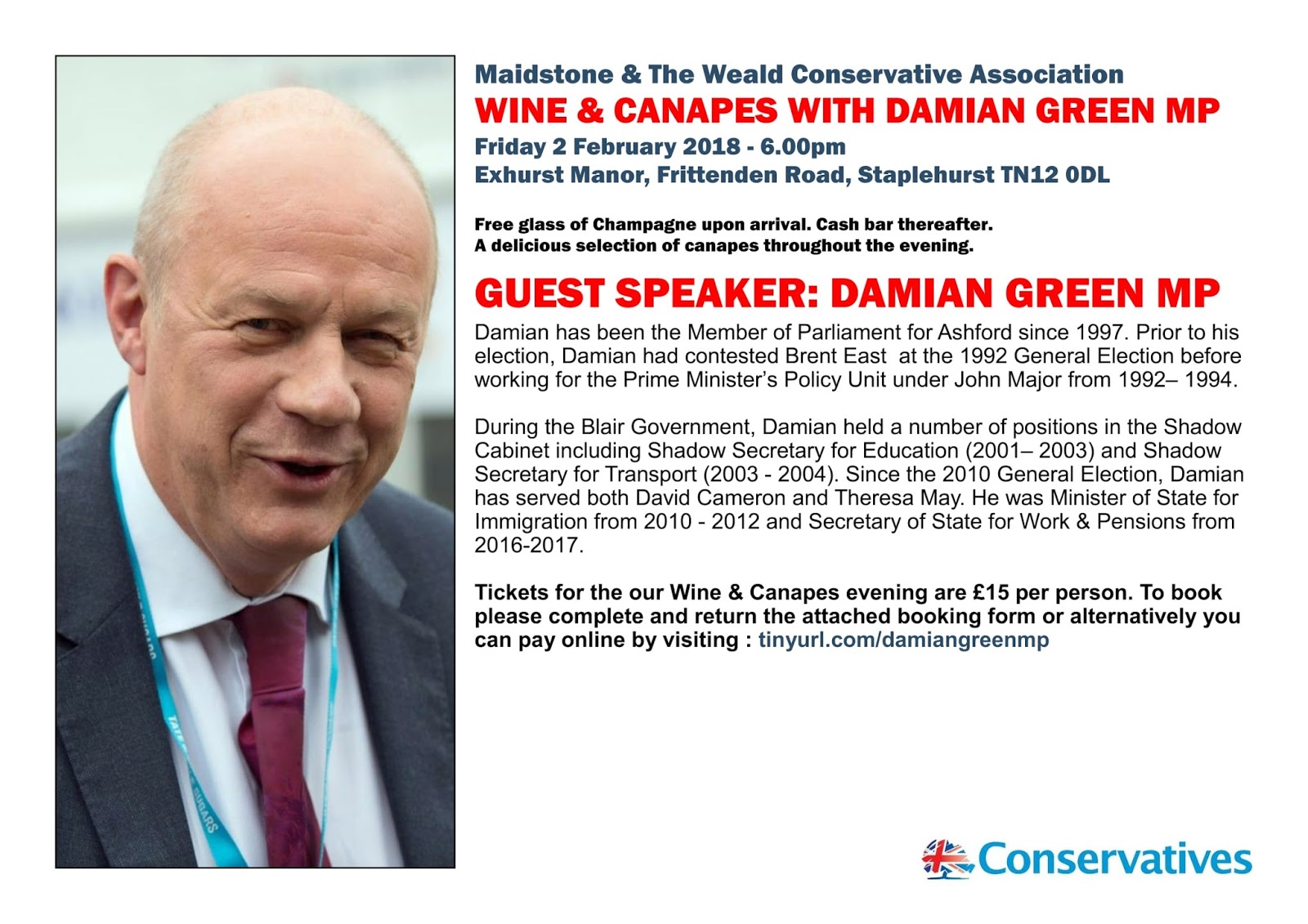 Conservative Events Wine Canapes With The Rt Hon Damian Green Mp