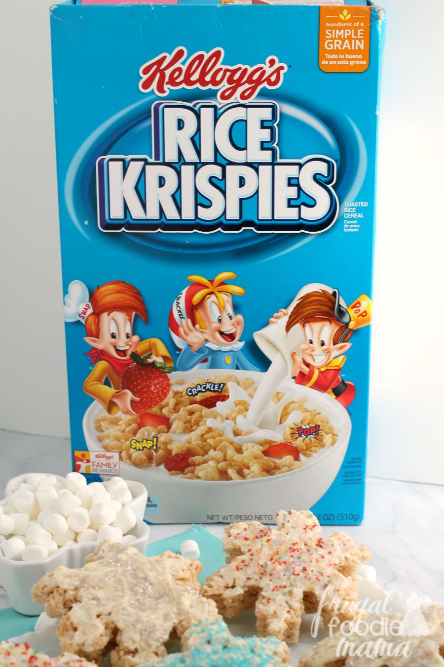 Frugal Foodie Mama: Sparkling Snowflake Rice Krispies Treats