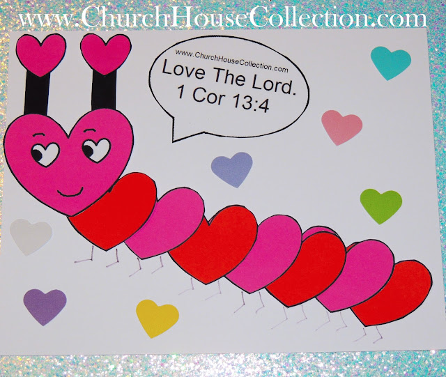 Heart Caterpillar Valentine's Day Craft For Sunday School Kids Love The Lord 1 Cor 13:4  Free Printable Template
