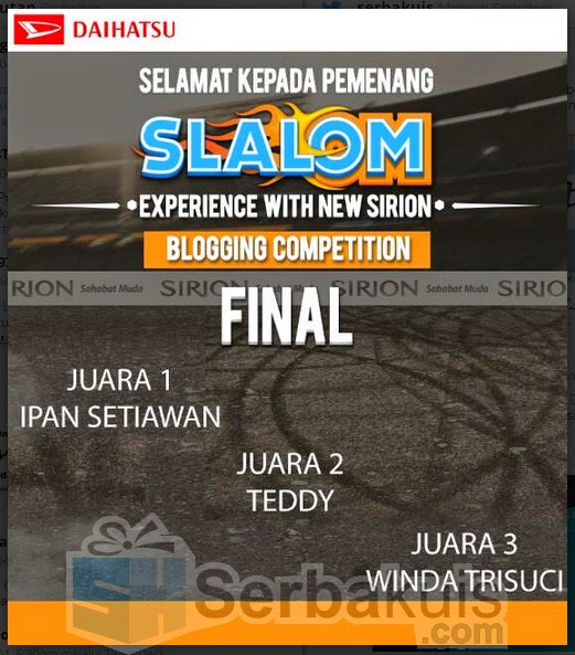 Pemenang Kontes Blog New Sirion Slalom 2015
