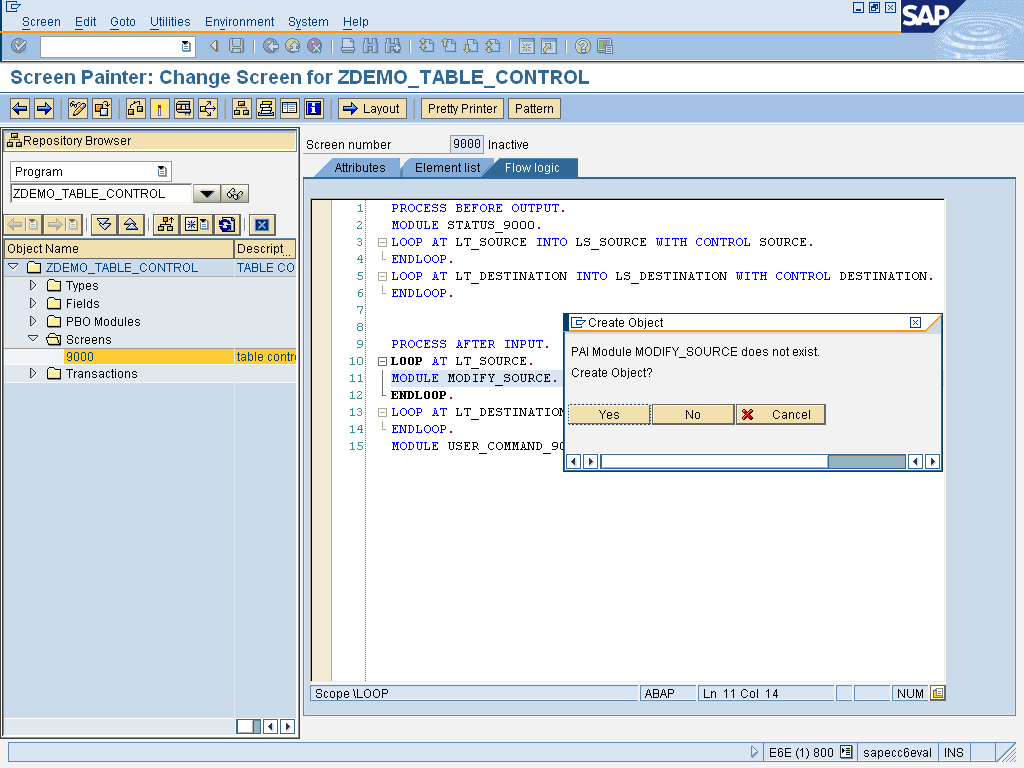 Table Control In Module Pool Programming In Sap Abap