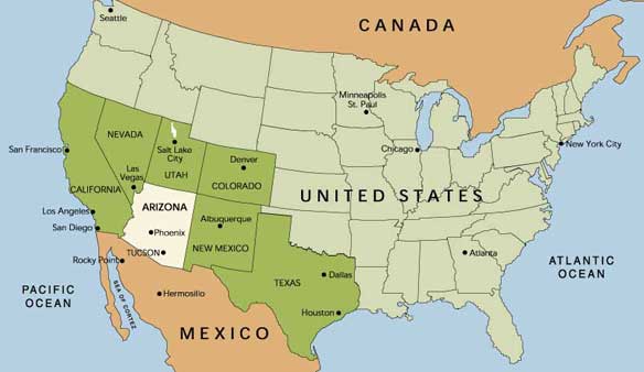Аризона штат сша. Штат Аризона на карте США. Штат Аризона на карте США на русском языке. Штат Аризона на карте Америки. Город Феникс штат Аризона на карте США.