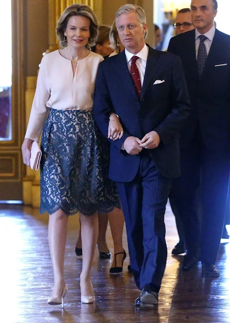 Queen Mathilde of Belgium and King Philippe of Belgium held a traditional New Year's reception for the Members of Belgian Parliament