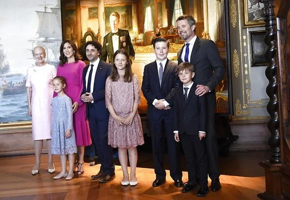 Crown Princess Mary wore No. 21 Pleated Midi Dress. Queen Margrethe, Crown Prince Frederik, Princess Isabella, Prince Christian, Vincent