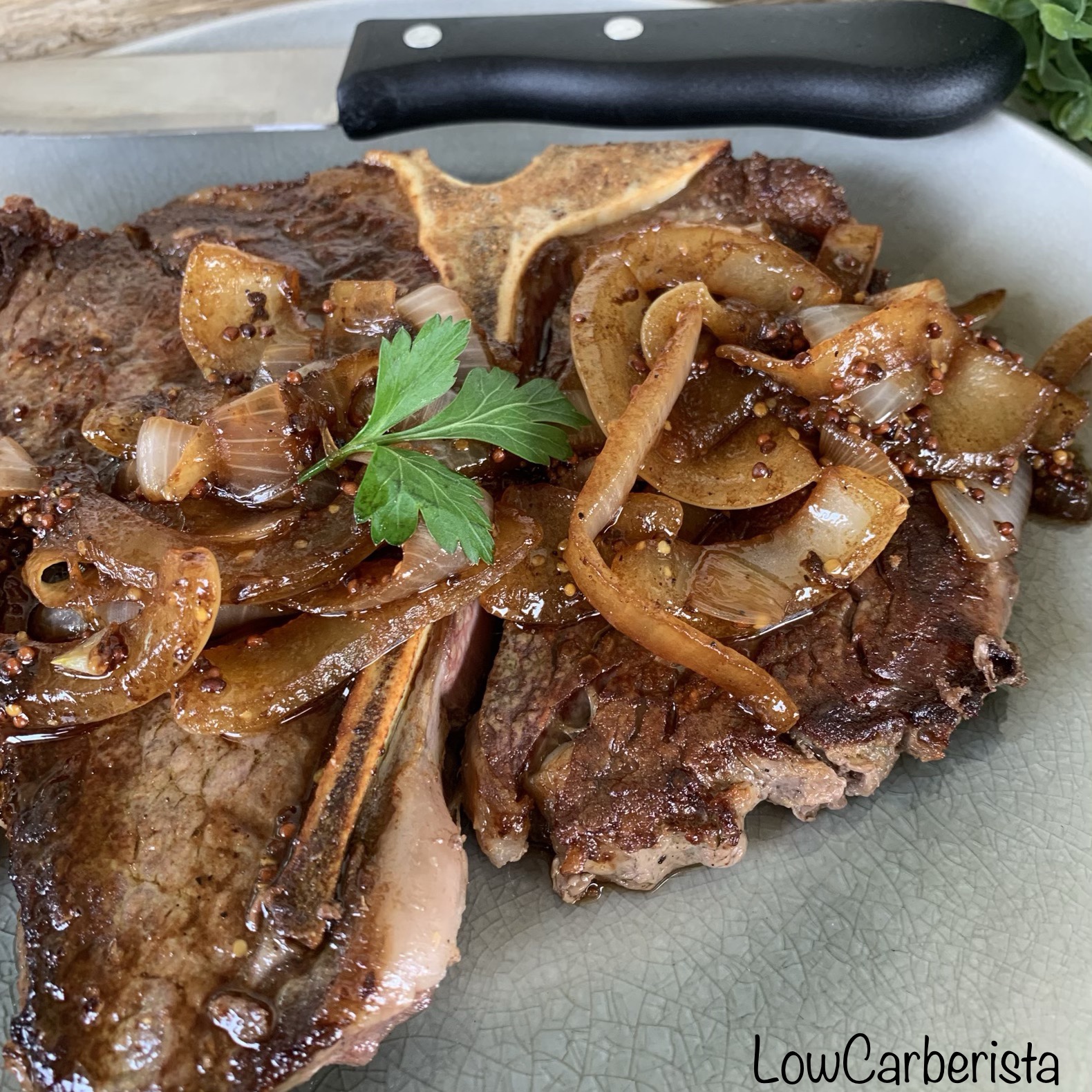Porterhouse for 2 with Onion Mustard sauce