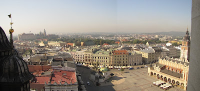 Panorama z Wieży Mariackiej z południowego okienka.