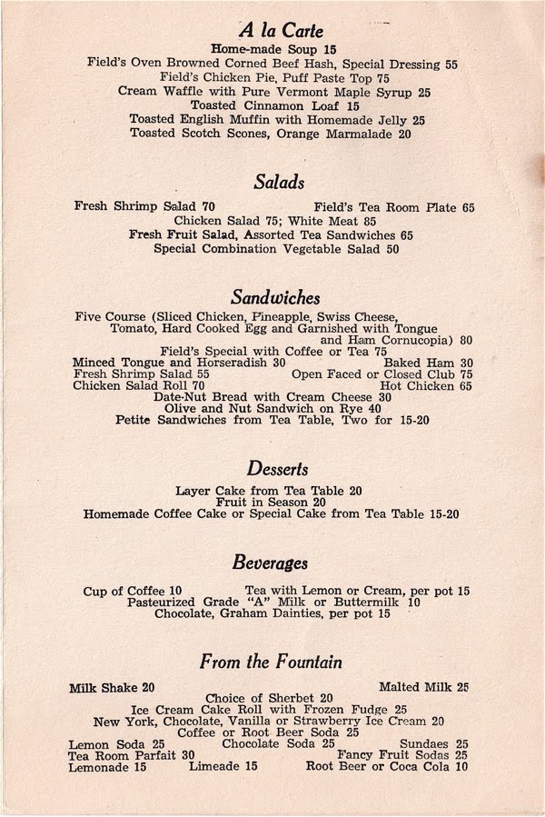 Tea With Friends A Marshall Field Afternoon Tea Menu