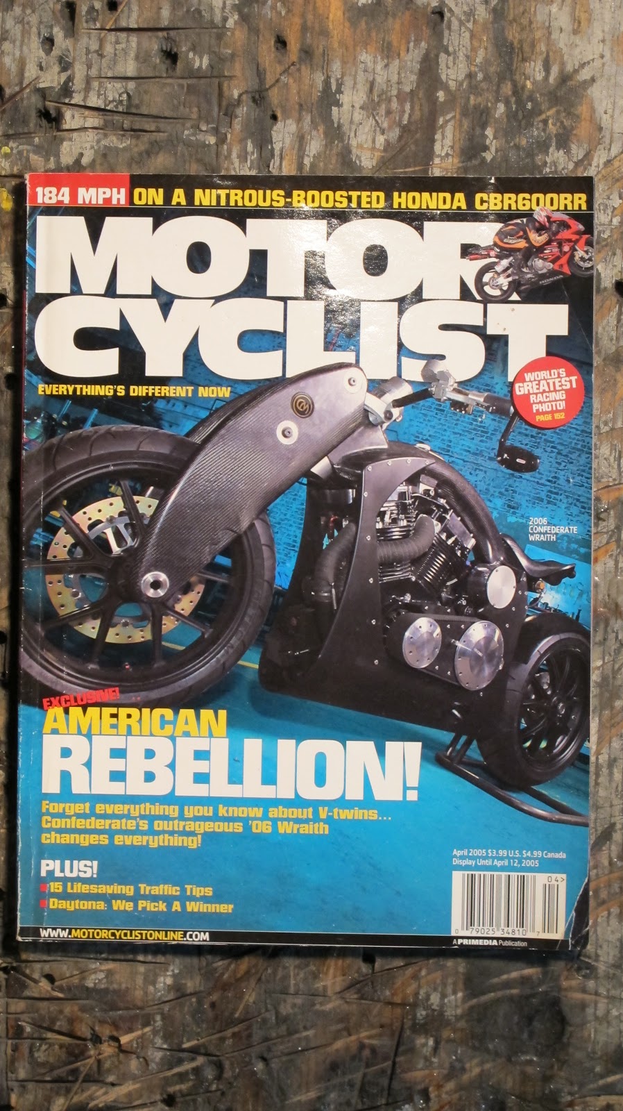 Confederate Wraith Black Bike in Motorcyclist April 2005