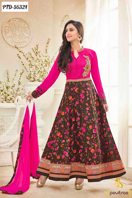 dark pink bhagalpuri frock style anarkali dress in Tv actress Jivika fashion online shopping at pavitraa.in