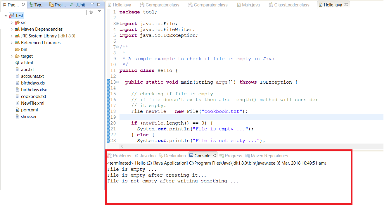 A Simple Example to Check if File is Empty in Java | Java67