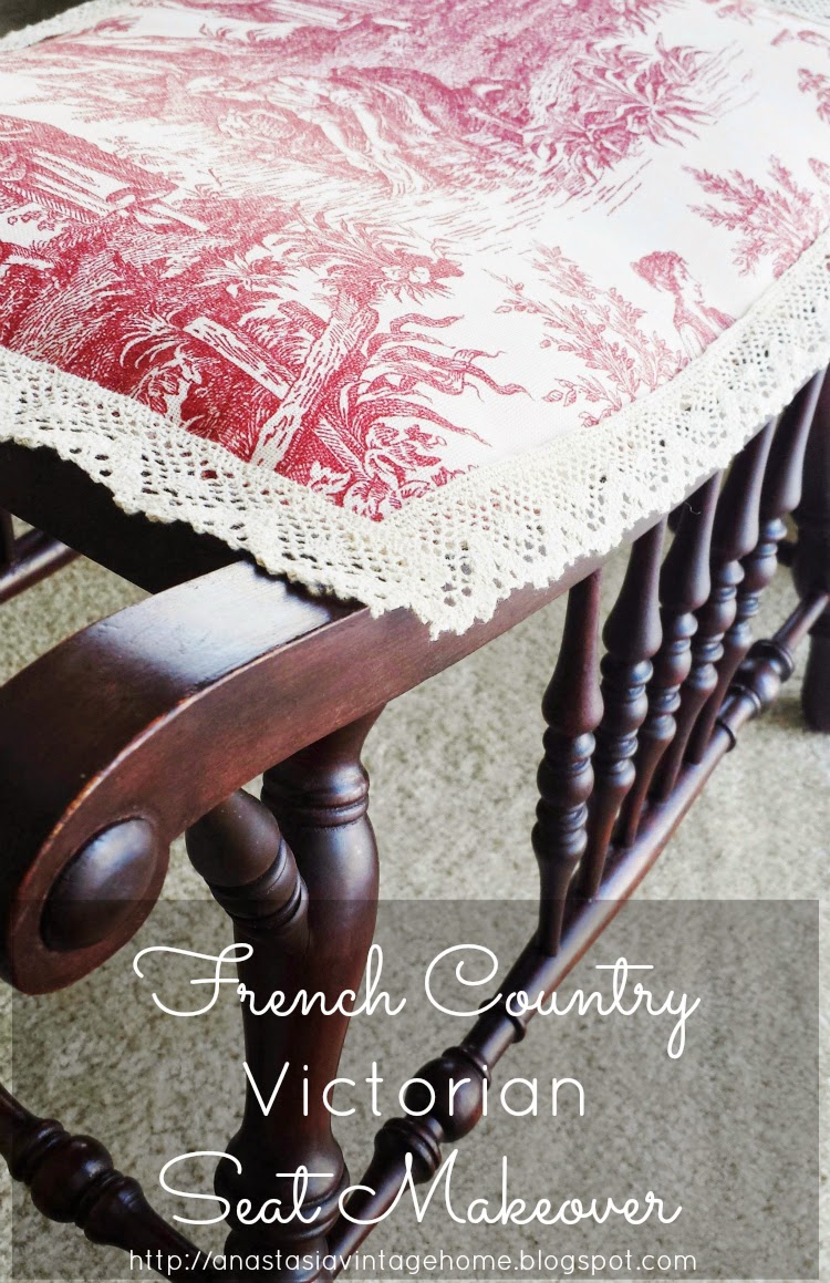 http://anastasiavintagehome.blogspot.com/2015/02/french-country-victorian-seat-makeover.html