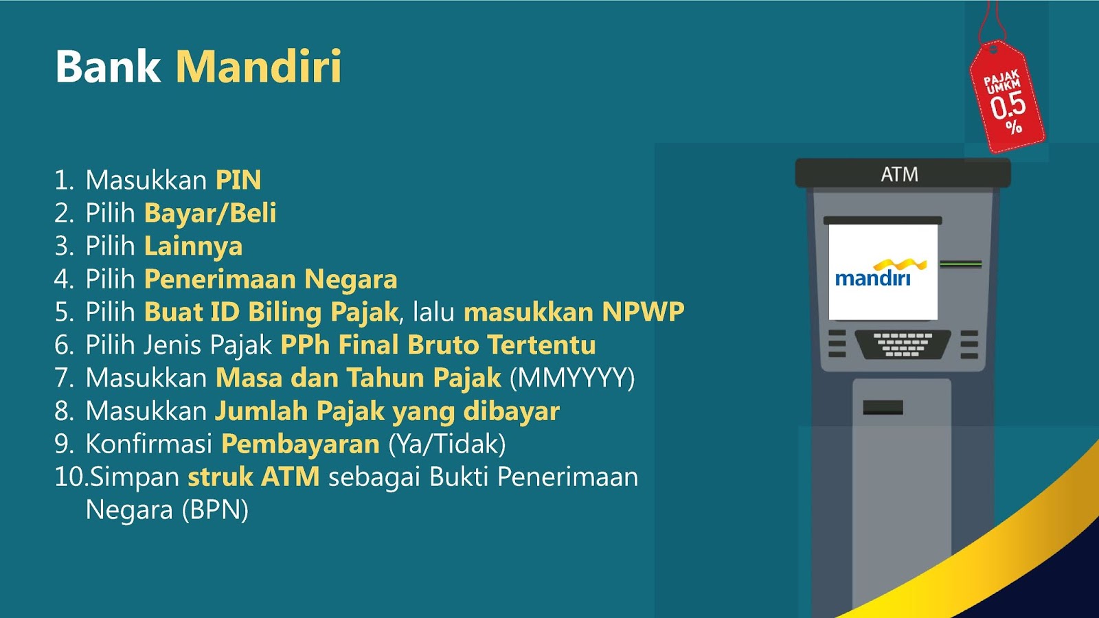 Cara Mudah Bayar PPh Final UMKM Setengah Persen via ATM ...