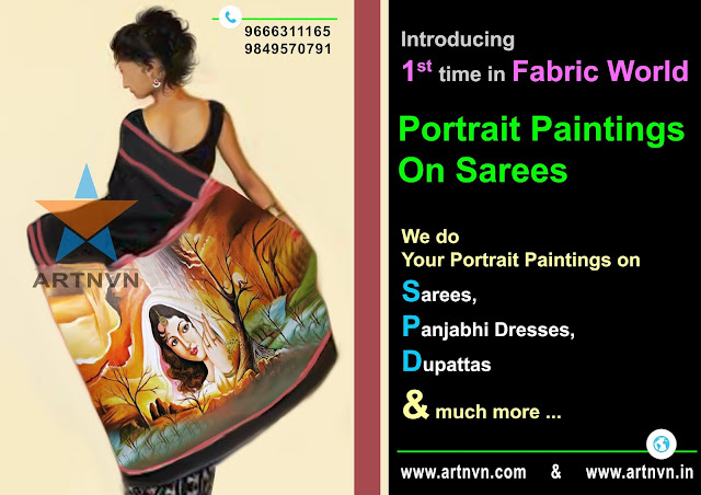 Portrait Art Paintings Fabric Painting, Saree Painting, Panjabhi Dress Painting, Cloth Painting in Hyderabad | ARTNVN