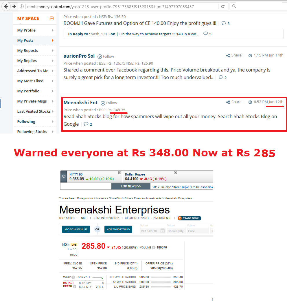 Shah Stocks... VICTIM of MEENAKSHI Enterprise SPAM???