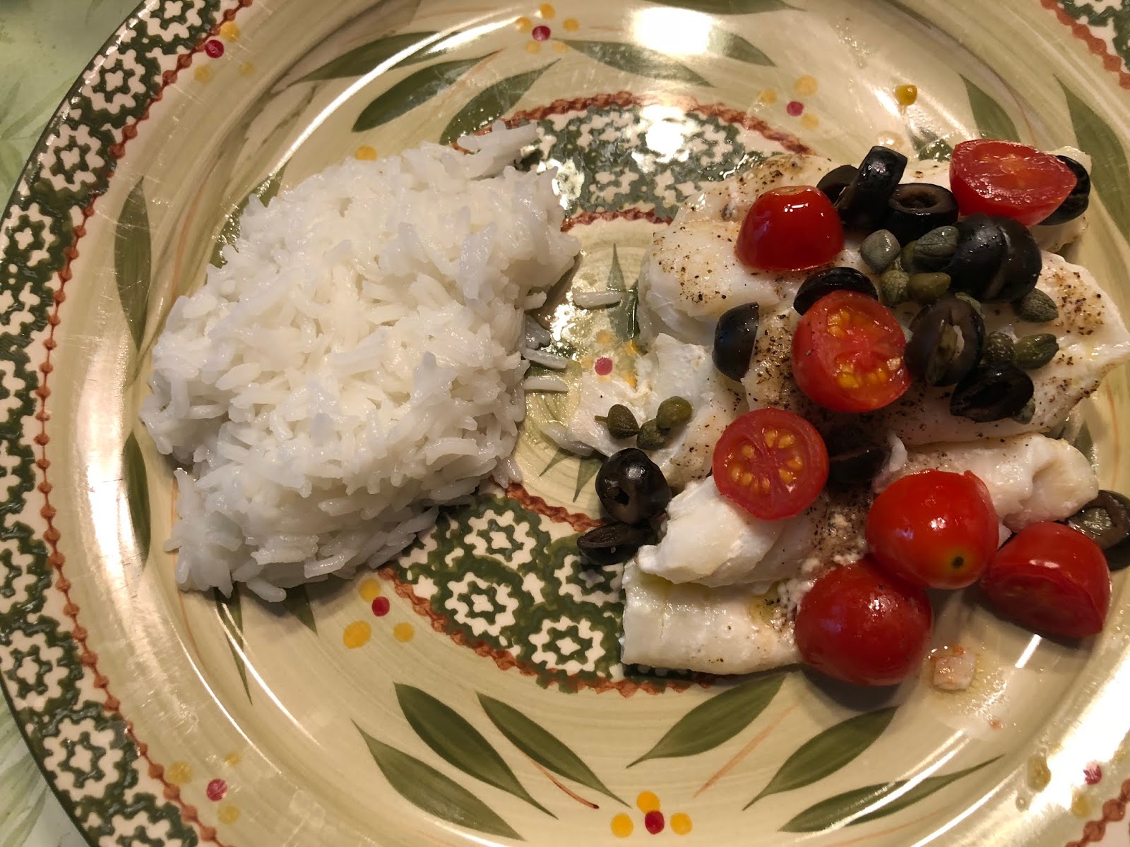 Baked Whitefish with Olives and Tomatoes from The Pretty Dish