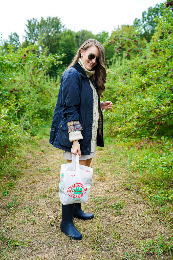 Krista Robertson, Covering the Bases, Travel Blog, NYC Blog, New York & Company, Preppy Blog, Fashion Blog, Travel, Fashion Blogger, NYC, Wilkens Farm, Apple Picking in NY, Upstate New York, Fall Outfits, Fall Style, Hunter Boots, Barbour Jacket, Preppy Outfit