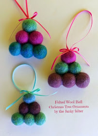 handmade felted wool bead tree ornaments by the funky felter