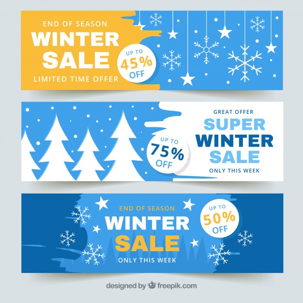 Winter sale banners Free Vector