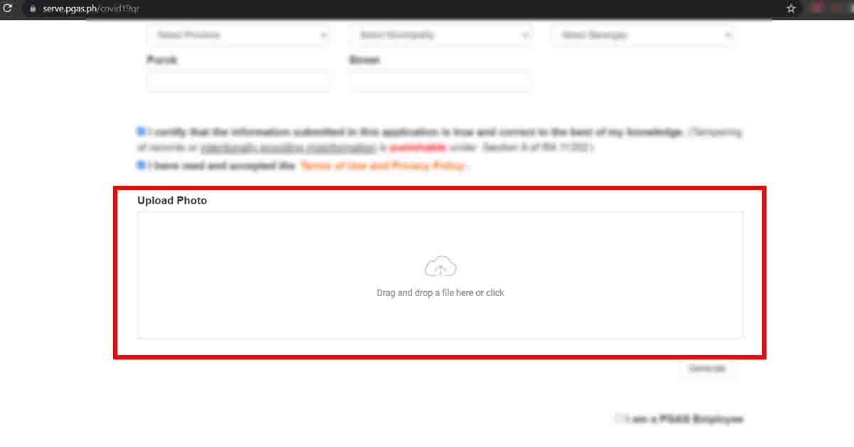 After filling out the registration form, you must upload a photo of