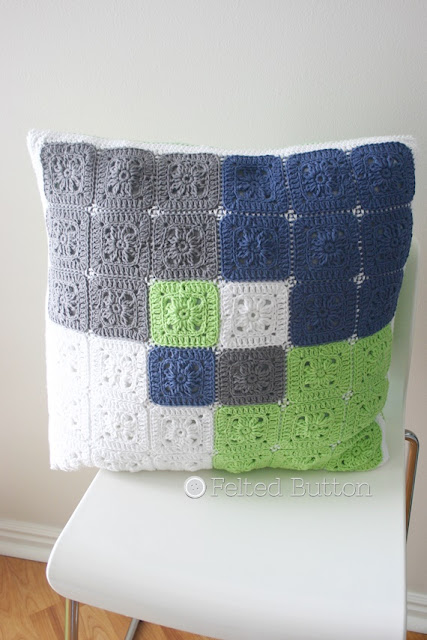 Taking Shape Pillow Set Crochet Pattern -- Color-Block Pillow by Susan Carlson of Felted Button