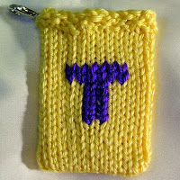 Knitted T, monogram T, gift card holder