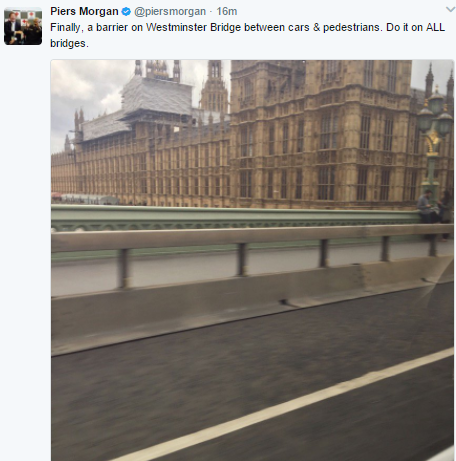 11 Barrier between pedestrians and cars is installed on Westminster Bridge two months after a driver ploughed into pedestrians