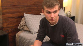 Tall, lean and uncut Roger busts a qwicky load