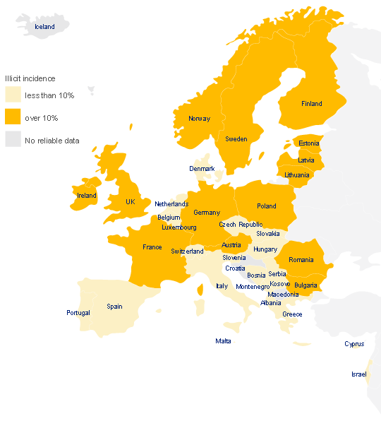 Karta över Europa Politiska Regionen