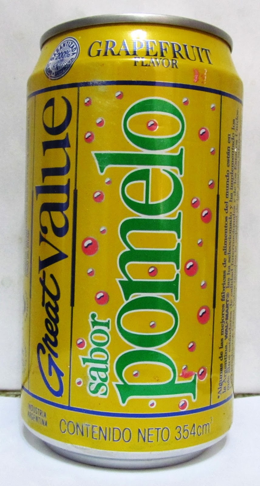 LATAS Y BOTELLAS COLECCIÓN GREAT VALUE POMELO ARGENTINA 1996