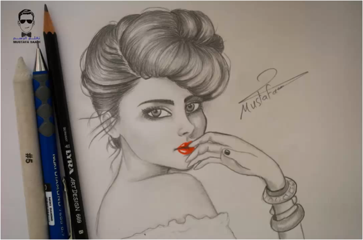 تعلم رسم وجه الفتاة بالرصاص بطريقة احترافية تعلم الرسم