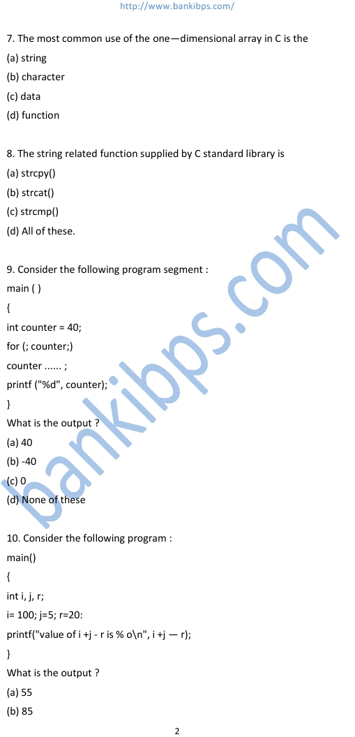 C Model Question Papers