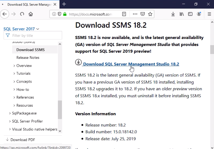 Installing SQL Server Management Studio 18.2 For Use With SQL Server ...