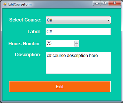 C# Students Information System Source Code - edit course