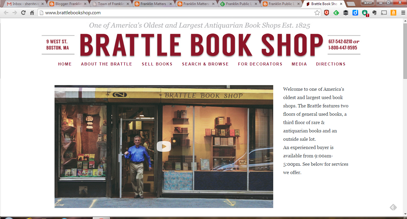 screen grab of Brattle Book Shop website
