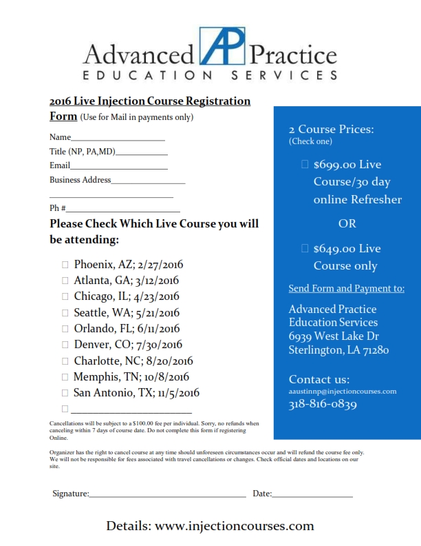 Advanced Practice Education Services 2016 Joint & Trigger Point