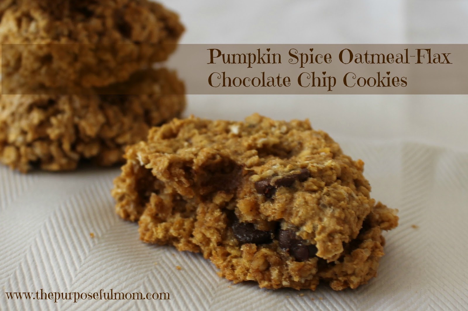 Pumpkin Spice OatmealFlax Chocolate Chip Cookies The Purposeful Mom