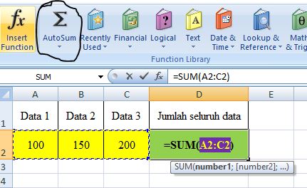 Contoh Penggunaan Rumus Penjumlahan Excel | Latihan Microsoft Office