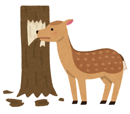 シカの食害のイラスト（木）
