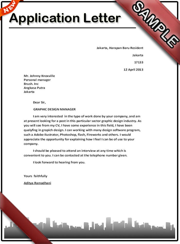 example of application letter making